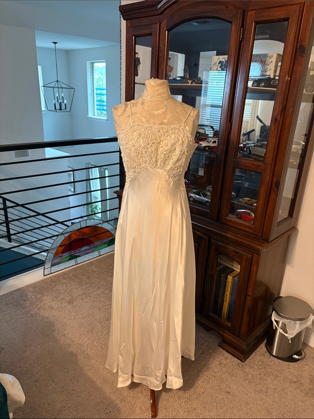 Victoria's Secret Ivory Lace Bodice Satin Slip Gown